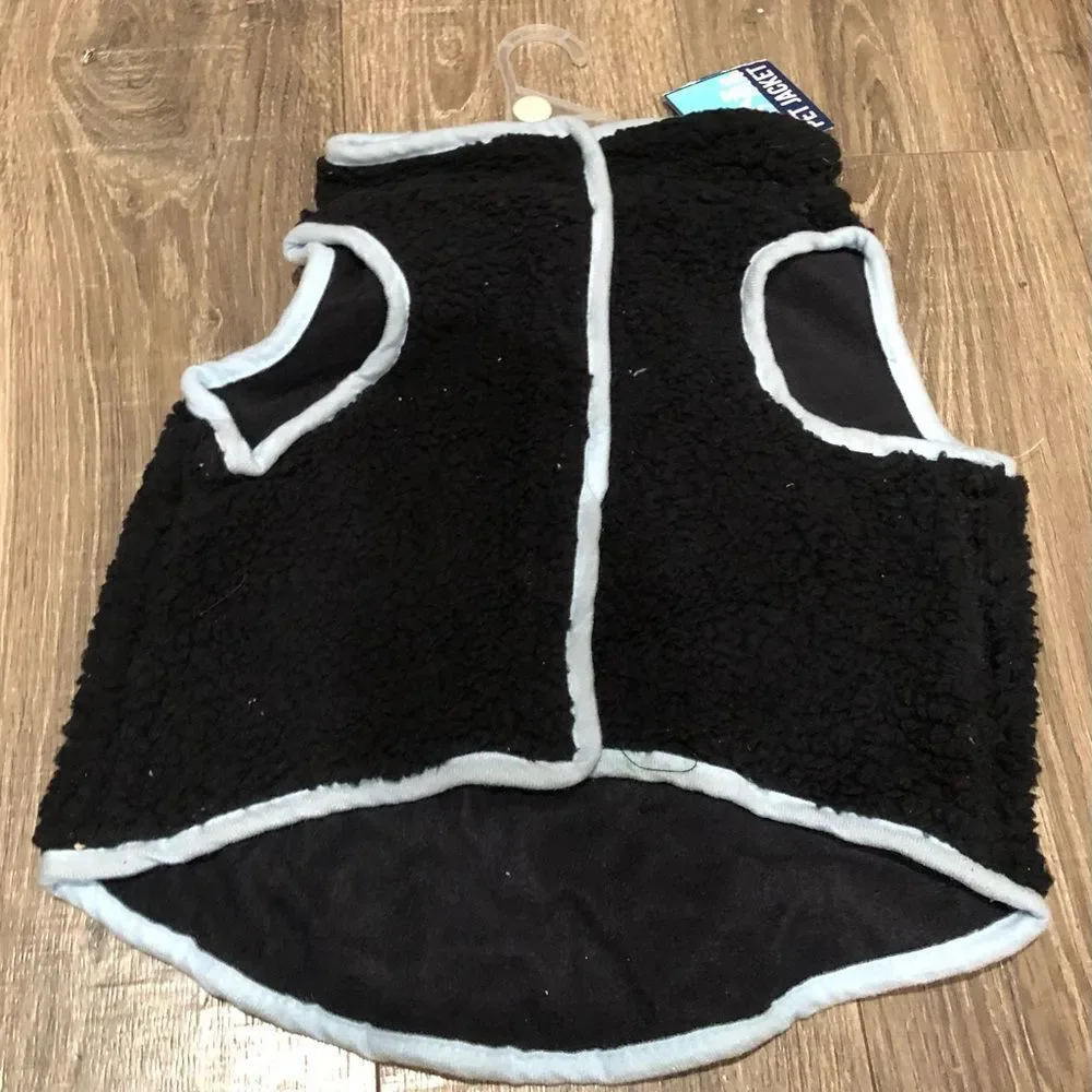 NEW Pet Black Fleece Vest with 'Stay Cozy' Text Size L For Dogs